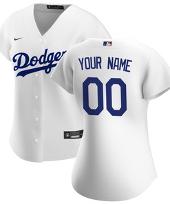 Los Angeles Dodgers Womens Home Replica Custom Jersey - White Custom Jerseys Mlb