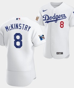 Los Angeles Dodgers Zach McKinstry White Jersey 8 Jackie Robinson 75th Anniversary 2022-23 Uniform
