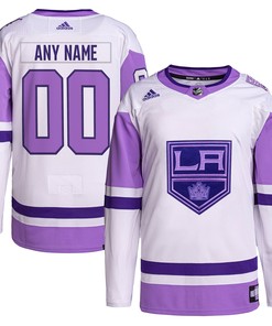 Los Angeles Kings Adidas Hockey Fights Cancer Primegreen Authentic Custom Jersey - White/purple Custom Jerseys Nhl