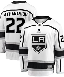 Los Angeles Kings Andreas Athanasiou 22 Away 2022 Stanley Cup Playoffs Breakaway Men Jersey - White