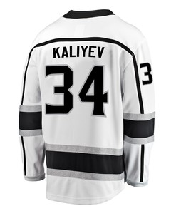 Los Angeles Kings Arthur Kaliyev 34 Away 2022 Stanley Cup Playoffs Breakaway Men Jersey - White