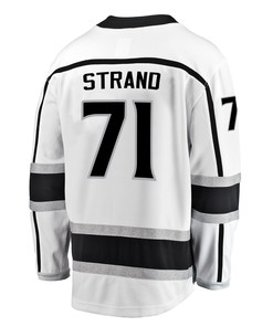 Los Angeles Kings Austin Strand 71 Away 2022 Stanley Cup Playoffs Breakaway Men Jersey - White