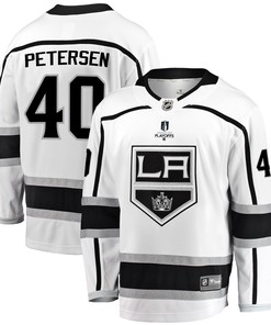 Los Angeles Kings Cal Petersen 40 Away 2022 Stanley Cup Playoffs Breakaway Men Jersey - White