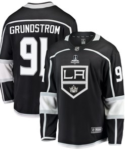 Los Angeles Kings Carl Grundstrom 91 Home 2022 Stanley Cup Playoffs Breakaway Men Jersey - Black
