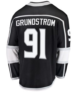 Los Angeles Kings Carl Grundstrom 91 Home 2022 Stanley Cup Playoffs Breakaway Men Jersey - Black