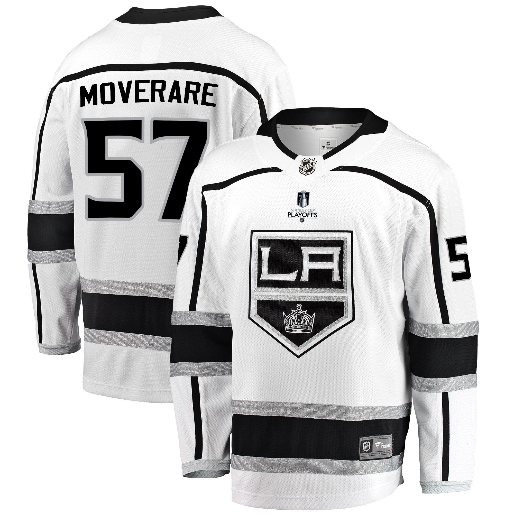 Los Angeles Kings Jacob Moverare 57 Away 2022 Stanley Cup Playoffs Breakaway Men Jersey - White