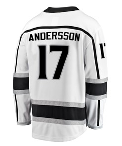 Los Angeles Kings Lias Andersson 17 Away 2022 Stanley Cup Playoffs Breakaway Men Jersey - White