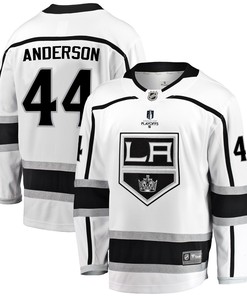 Los Angeles Kings Mikey Anderson 44 Away 2022 Stanley Cup Playoffs Breakaway Men Jersey - White