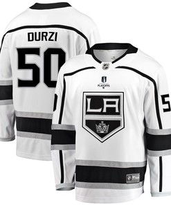 Los Angeles Kings Sean Durzi 50 Away 2022 Stanley Cup Playoffs Breakaway Men Jersey - White