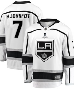 Los Angeles Kings Tobias Bjornfot 7 Away 2022 Stanley Cup Playoffs Breakaway Men Jersey - White