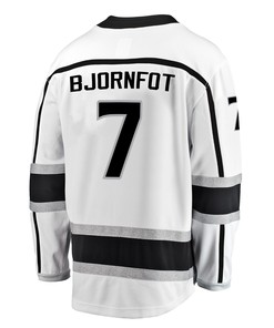 Los Angeles Kings Tobias Bjornfot 7 Away 2022 Stanley Cup Playoffs Breakaway Men Jersey - White