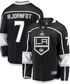 Los Angeles Kings Tobias Bjornfot 7 Home 2022 Stanley Cup Playoffs Breakaway Men Jersey - Black