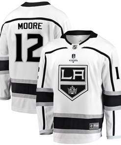 Los Angeles Kings Trevor Moore 12 Away 2022 Stanley Cup Playoffs Breakaway Men Jersey - White