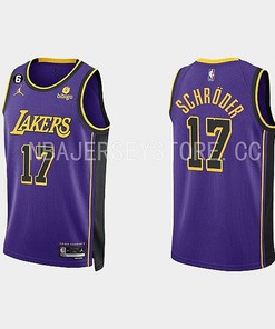 Los Angeles Lakers 17 Dennis Schroder 2022-23 Statement Edition Purple Men Jersey
