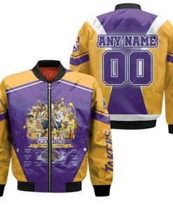 Los Angeles Lakers 2020 NBA Champions Amazing Team Members Signatures NBA Gift With Custom Name Number For Lakers Fans Bomber Jacket