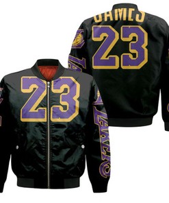 Los Angeles Lakers 23 Lebron James Jersey Inspired Bomber Jacket