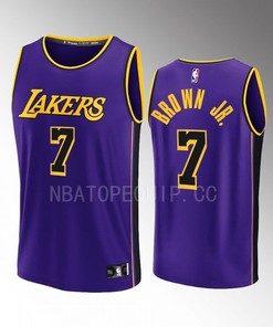 Los Angeles Lakers 7 Troy Brown Jr. Statement Men Jersey 2022-23 Fast Break Purple