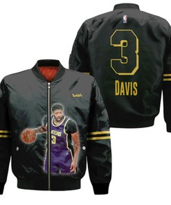 Los Angeles Lakers Anthony Davis 3 NBA Best Legends Basketball Black Gift For Lakers Fans Bomber Jacket