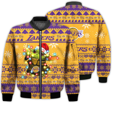 Los Angeles Lakers Baby Yoda Star Wars Sports Football American Ugly Christmas Gifts Unisex 3D Bomber Jacket
