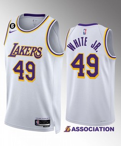 Los Angeles Lakers Fabian White Jr. 49 2022-23 Association Edition White Jersey NO.6 Patch