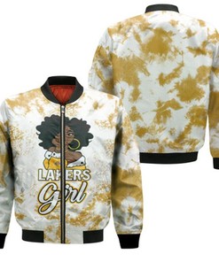Los Angeles Lakers Girl African Girl NBA Team Allover Design Gift For Los Angeles Lakers Fans Bomber Jacket