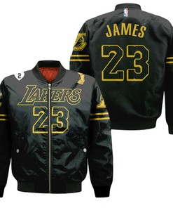 Los Angeles Lakers Lebron James 23 Team 2020 Black Jersey Inspired Style Bomber Jacket