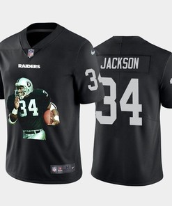 Los Angeles Raiders Bo Jackson #34 Nfl Portrait Brandedition Black Jersey
