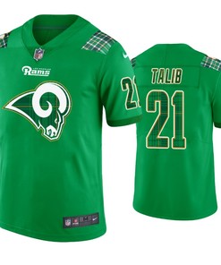 Los Angeles Rams #21 Aqib Talib Jersey St. Patricks Day Kelly Green Lucky - Men