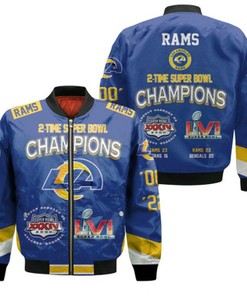 Los Angeles Rams 2-Time Super Bowl Champions Blue Gift For Rams Fans Bomber Jacket