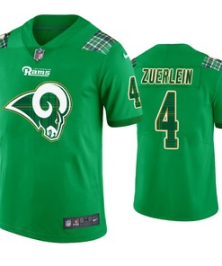 Los Angeles Rams #4 Greg Zuerlein Jersey St. Patricks Day Kelly Green Lucky - Men
