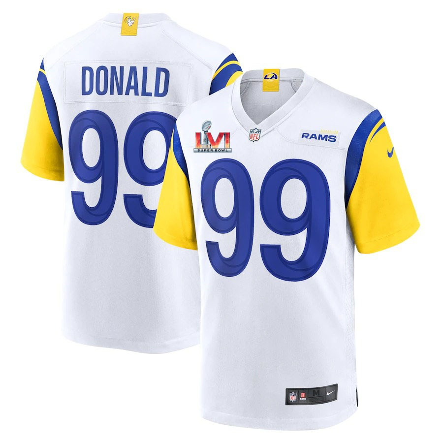 Los Angeles Rams Aaron Donald 99 2022 Nfl Superbowl Lvi Match Royal White Jersey Gift For Rams Fans