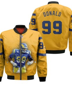 Los Angeles Rams Aaron Donald 99 NFL Legendary Captain Gold Gift For Rams Fans Bomber Jacket
