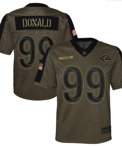 Los Angeles Rams Aaron Donald 99 Nfl Olive 2021 Salute To Service Game Men Jersey For Rams Fans