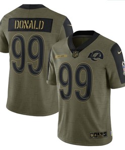 Los Angeles Rams Aaron Donald 99 Nfl Olive 2021 Salute To Service Player Men Jersey For Rams Fans