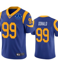 Los Angeles Rams Aaron Donald Royal 100th Season L.a. Coliseum Patch Jersey