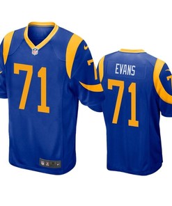 Los Angeles Rams Bobby Evans 2019 Nfl Draft Royal Game Jersey