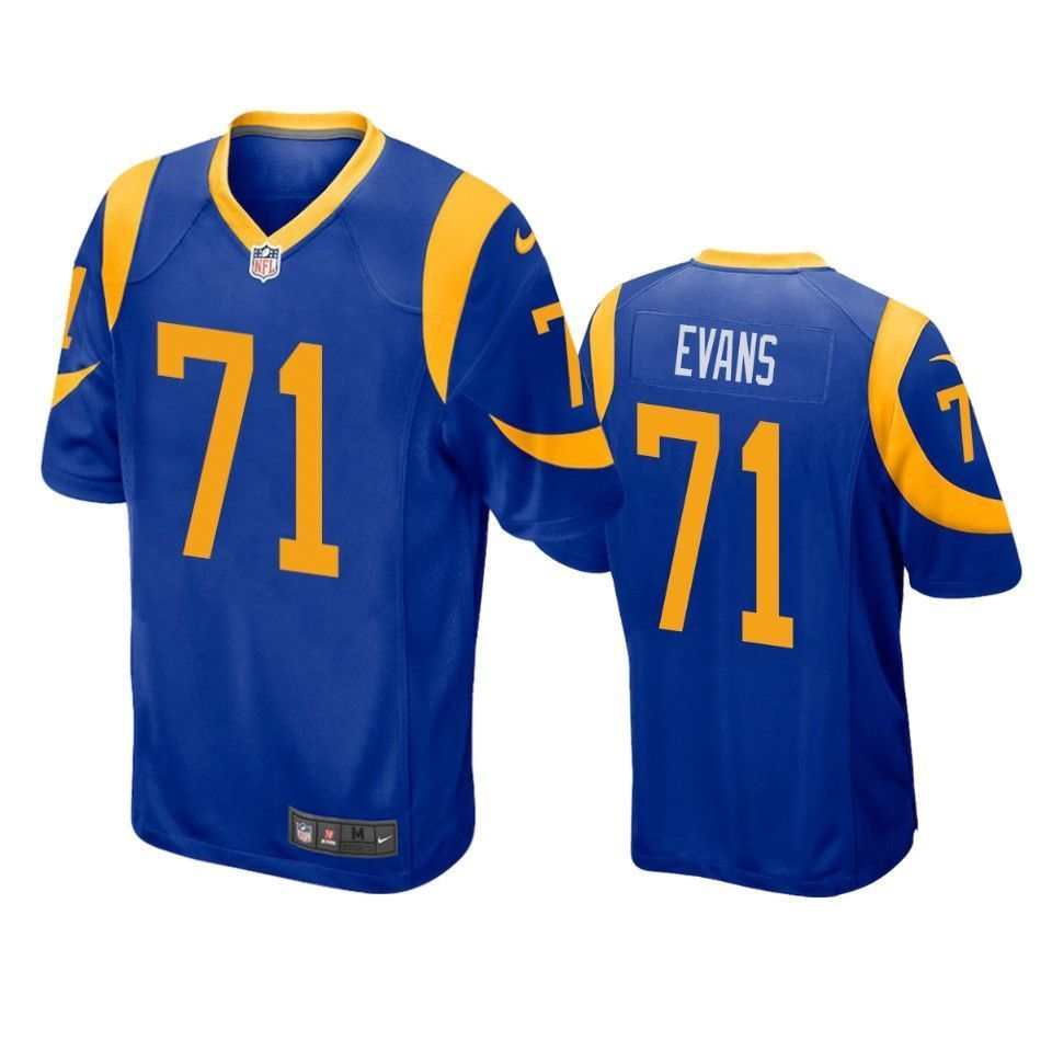 Los Angeles Rams Bobby Evans 2019 Nfl Draft Royal Game Jersey