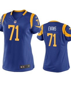 Los Angeles Rams Bobby Evans 2019 Nfl Draft Royal Game Womens Jersey