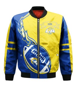 Los Angeles Rams Bomber Jacket Flame Ball - NFL