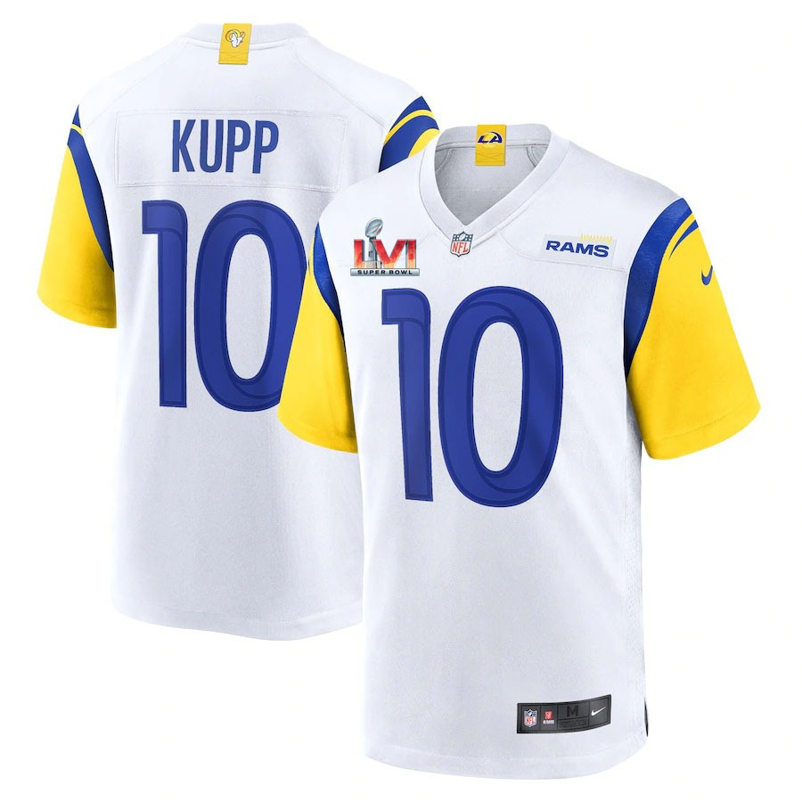 Los Angeles Rams Cooper Kupp 10 2022 Nfl Superbowl Lvi Match Royal White Jersey Gift For Rams Fans