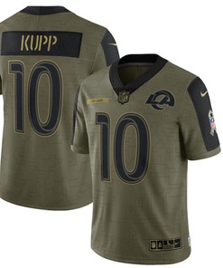 Los Angeles Rams Cooper Kupp 10 Nfl Olive 2021 Salute To Service Player Men Jersey For Rams Fans