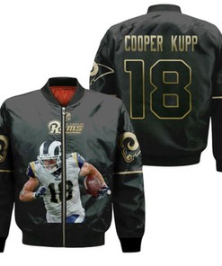 Los Angeles Rams Cooper Kupp 18 NFL Legendary Captain Black Gold Edition Gift For Rams Fans Bomber Jacket