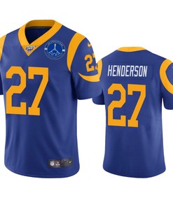 Los Angeles Rams Darrell Henderson Royal 100th Season L.a. Coliseum Patch Jersey