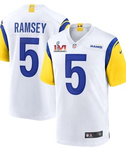 Los Angeles Rams Jalen Ramsey 5 2022 Nfl Superbowl Lvi Match Royal White Jersey Gift For Rams Fans