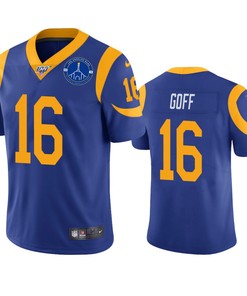 Los Angeles Rams Jared Goff Royal 100th Season L.a. Coliseum Patch Jersey