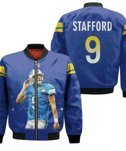 Los Angeles Rams Matthew Stafford 9 NFL Great Player Royal Gift For Rams Fans Bomber Jacket
