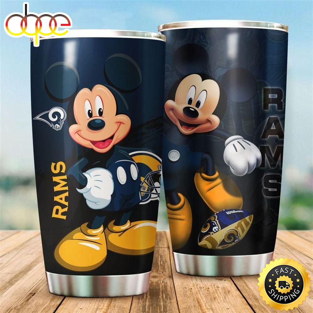 Los Angeles Rams NFL and Mickey Mouse Disney Football Teams Big Logo Tumbler Gift for Fan
