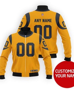 Los Angeles Rams Nfl Super Bowl Champions Yellow Personalized Number Name Jersey Style Gift For Rams Fans Bomber Jacket