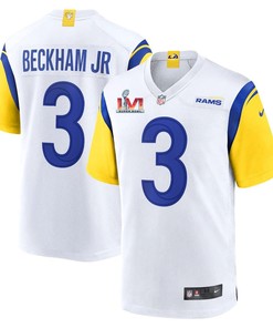 Los Angeles Rams Odell Beckham Jr. 3 2022 Nfl Superbowl Lvi Match Royal White Jersey Gift For Rams Fans