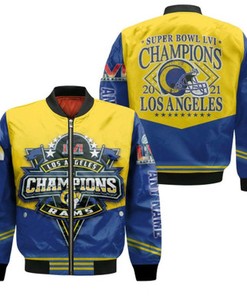Los Angeles Rams Super Bowl Champions 2021 Helmet Logo Gift For Rams Fans Bomber Jacket
